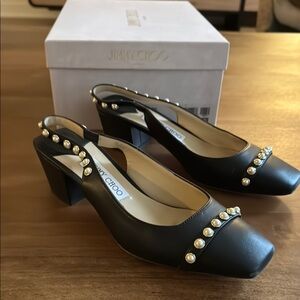 Jimmy Choo Black Pearl-Embellished Women's Shoes